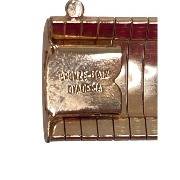 Bronze Italy Dyadema Fashion Bangle Bracelet Rose Gold Color 7.75” x.25” Bends - Picture 9 of 13